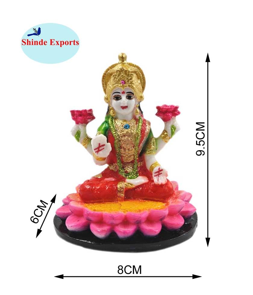 SHINDE EXPORTS Goddess laxmi Devi Marble murti Lakshmi Statue Idol for Home Pooja (9.5cm red)