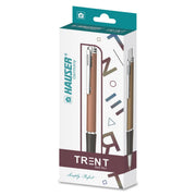 Hauser Trent Retractable Ball Pen Box Pack | 0.7 mm Tip Size | Slim Clip Design With Chrome Plated Body | Comfortable Grip & Smudge Free Writing | Refillable Ball Pen | Blue Ink, Pack of 3
