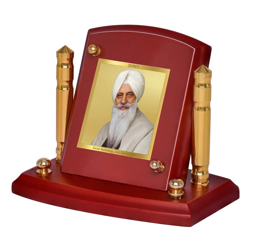 DIVINITI Radha Soami Photo Frame for Car Dashboard, Table Decor| MDF 1B P+ Classic Radha Soami and 24K Gold Plated Foil| Religious Frame Idol for Pooja, Worship, Gifts Items (7 X 9CM)