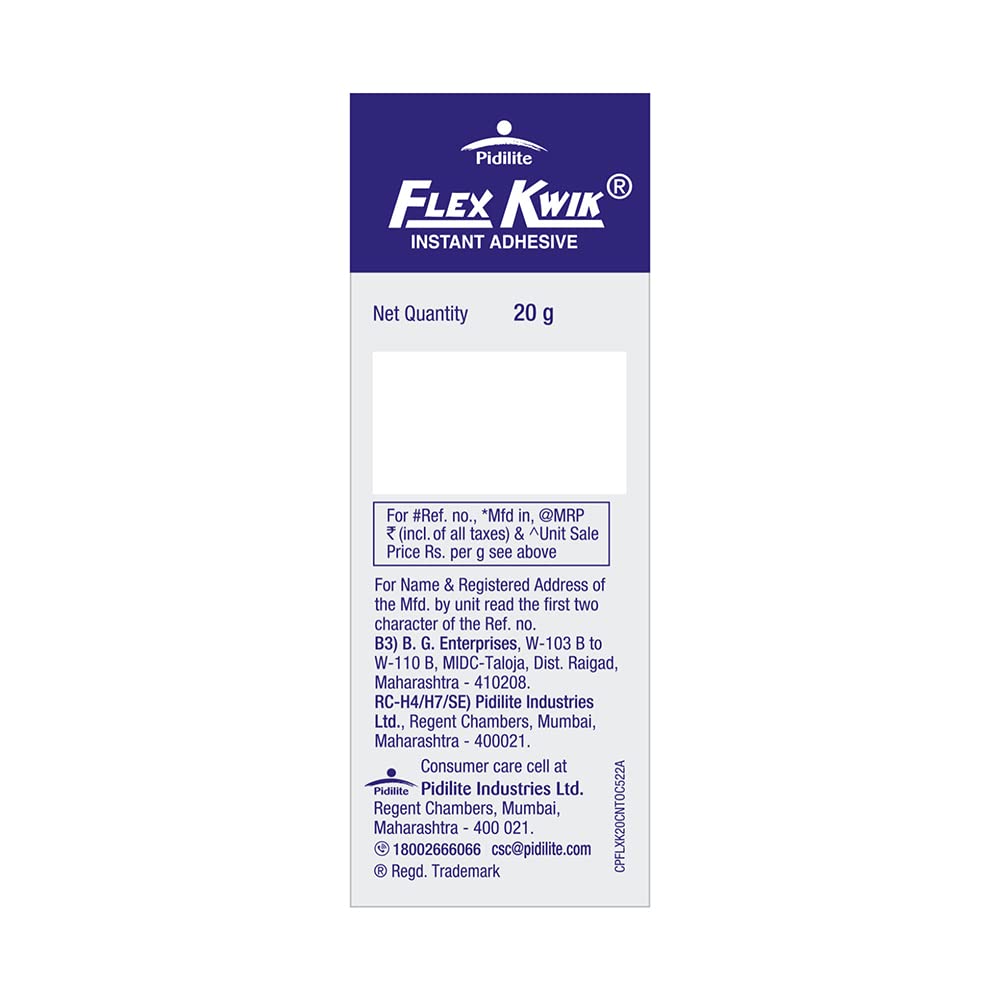 Pidilite Flex Kwik Instant Adhesive Fast Bonding for Flex and PVC Doors (20g)