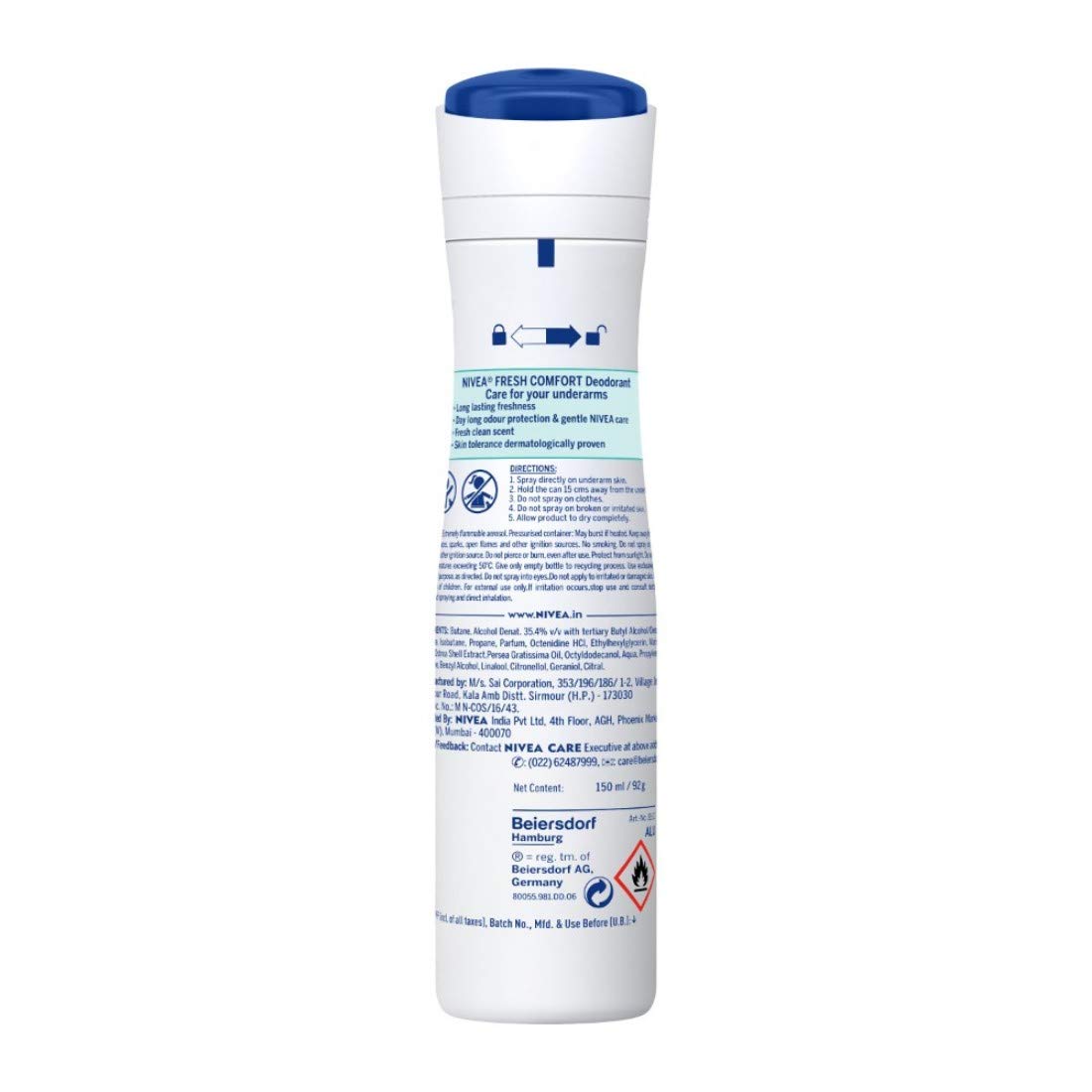 NIVEA Women Deodorant, Fresh Comfort, Long Lasting Freshness & 48h Protection, 150 ml