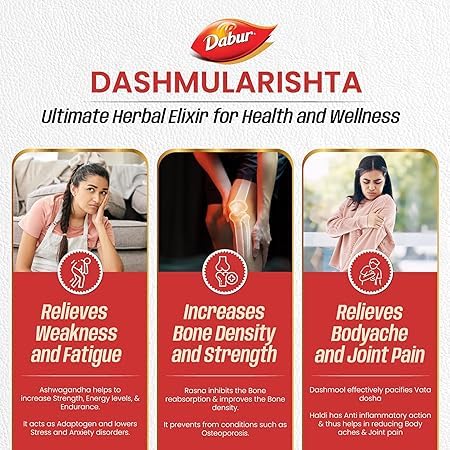 Dabur Dashmularishta - 450ml | Immunity Booster | Enhances Strength & Endurance | Fights Weakness & Fatique