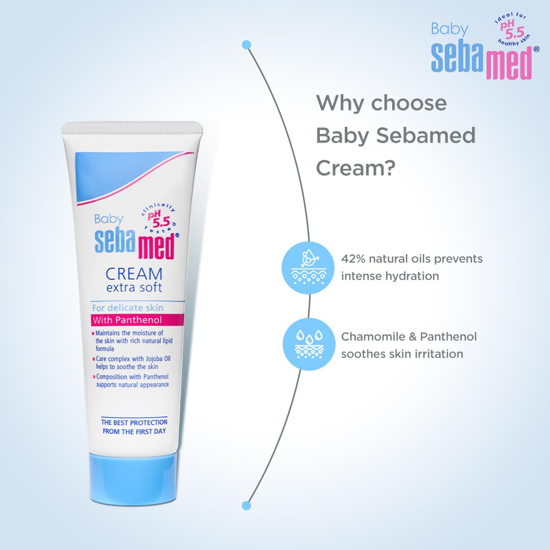 Sebamed Baby Cream Extra Soft|pH 5.5|Ideal for Dry Skin|50 ml (Pack of 3)