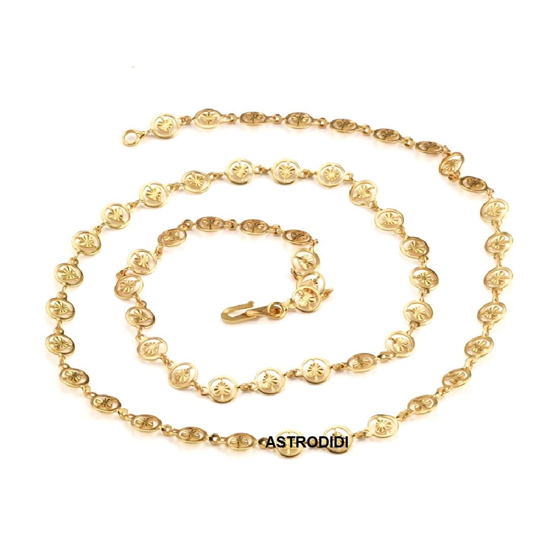 ASTRODIDI Gold Plated Chain | 24 Inch Stylish Light Weighted Golden Brass Neck Chain For Girls Women Men Boys (CHAIN-BALA-13)