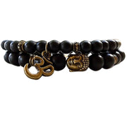 Shining Diva Fashion Yoga & Meditation Om Charm Buddha Reiki Beads Stylish Bracelet for Men Boys Women Girls Unisex (9377b)