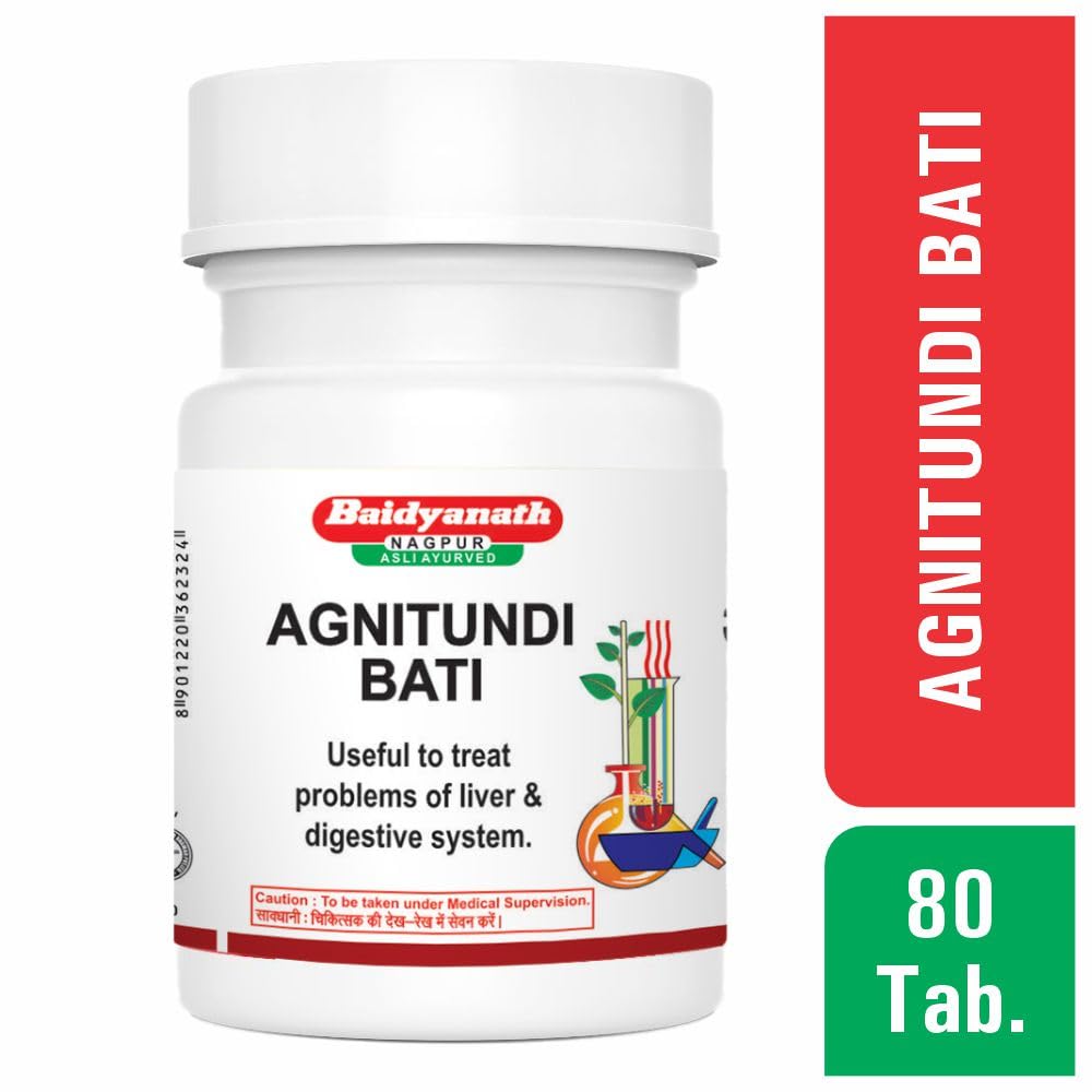 Baidyanath Asli Ayurved Agnitundi Bati – 80 Tablets (Pack of 3) | Ayurvedic Supplement for Liver & Digestive System