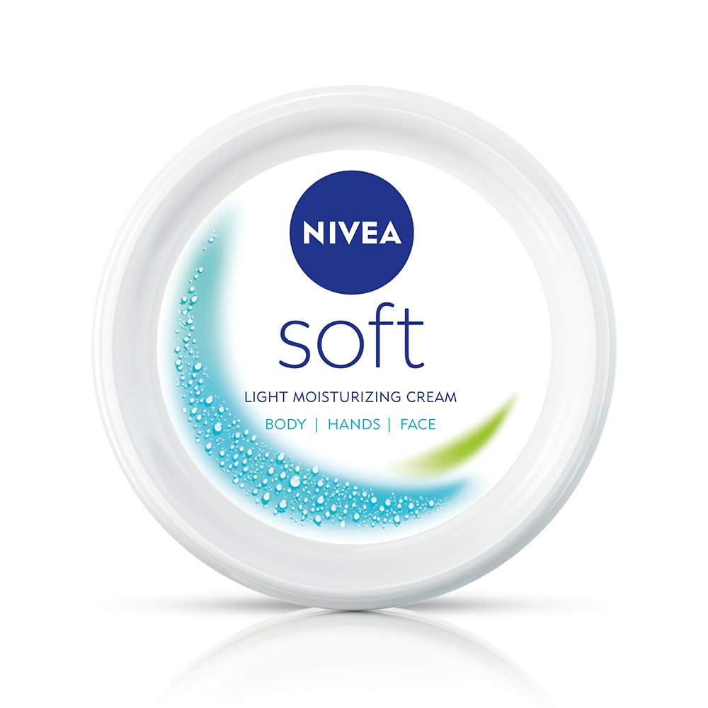 NIVEA Soft Moisturizing Cream, Lightweight Non-Sticky Daily Moisturizer with 72Hr Hydration, Vitamin E & Jojoba Oil | Hydrating Face, Body & Hand Cream for Dry to Normal Skin | Soft Glowing Skin - 200ml