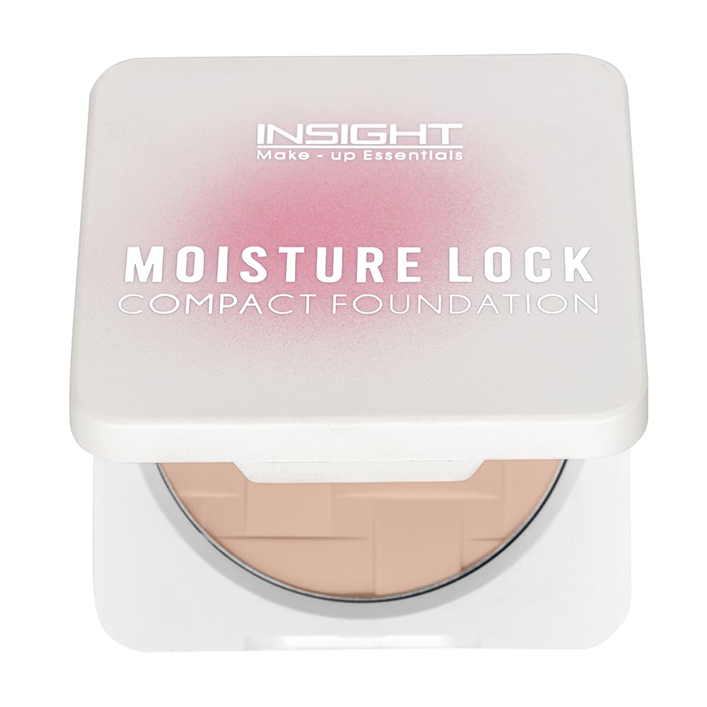 INSIGHT Moisture Lock Compact Foundation - Ivory Whisper (11g) | Matte Finish | Blocks Excess Oil | Weightless Formula for All Day Comfort | Infused with Vitamin E