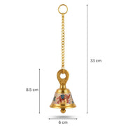 DSH Pure Brass Hanging Bell with Chain for Temple Mandir Door Home Decorative Ringing Bell (White, 1)