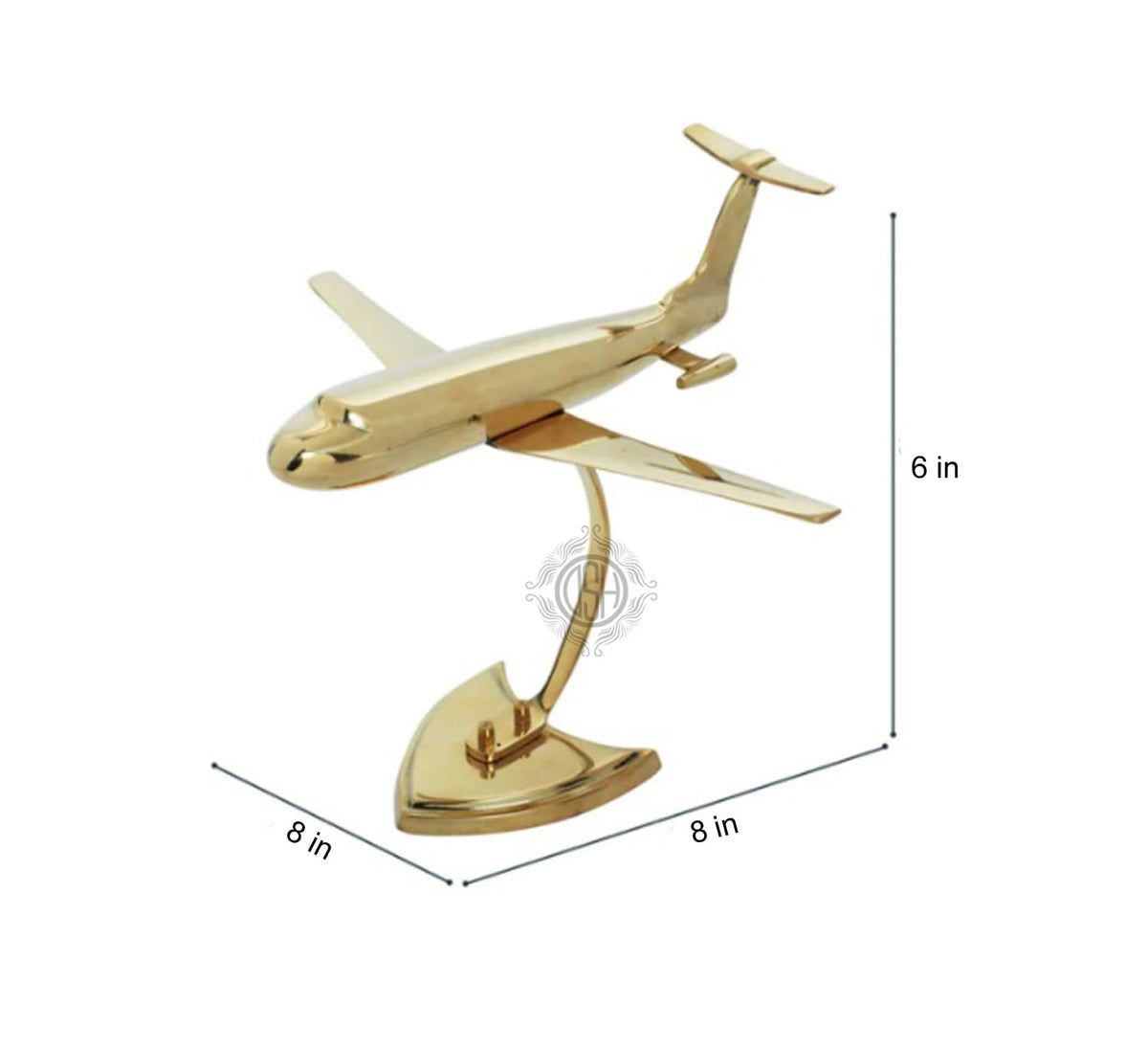 DSH Brass Antique Jet Plane On Stand, Table Top Decorative Showpiece For Home Decor & Office Table With Gold, Glossy And Shiny Finish (Medium), 15.2 Centimeters, 12.7 CM