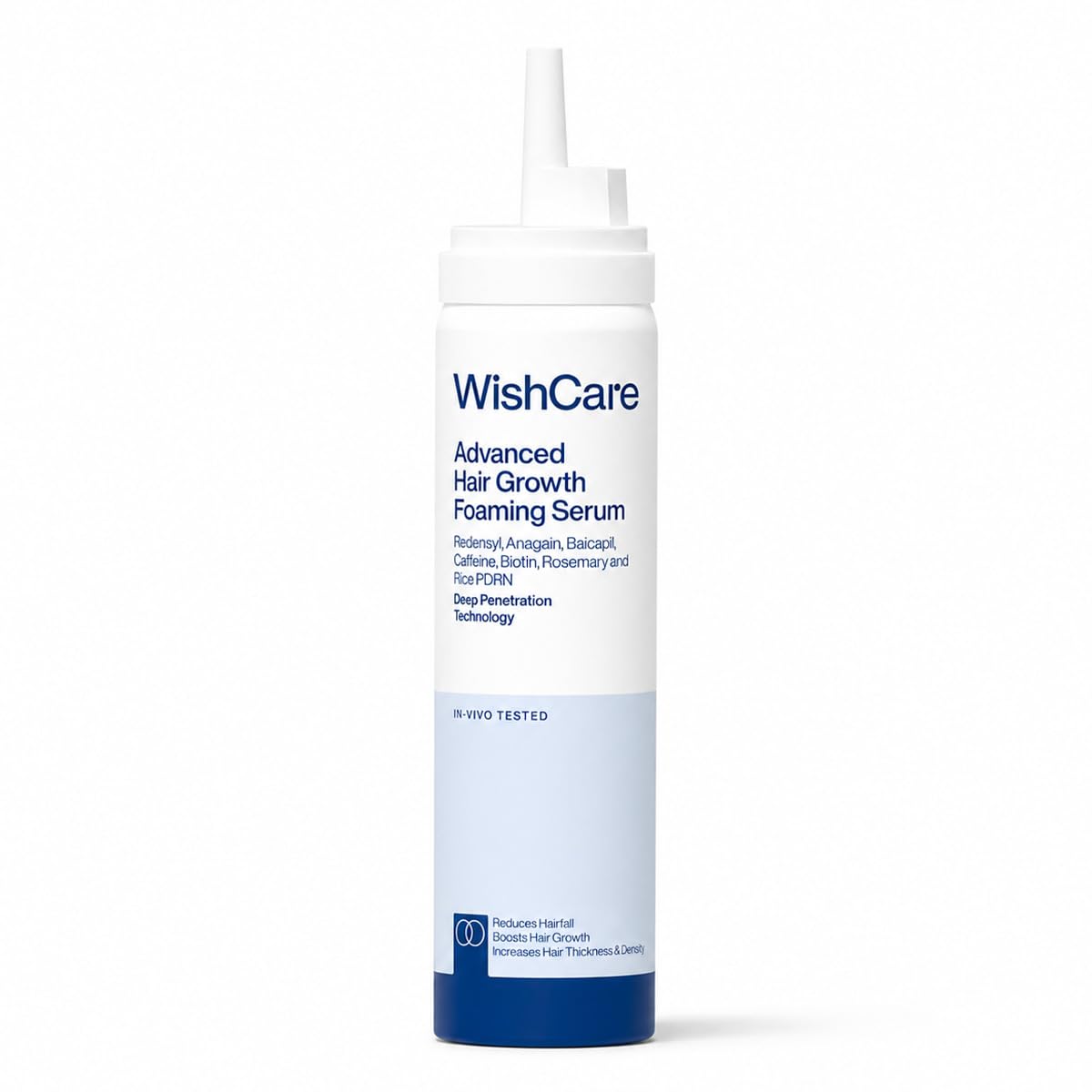 WishCare Advanced Foaming Hair Growth Serum- Redensyl, Anagain, Baicapil, Caffeine, Biotin & Rice PDRN - Advanced Serum Foam for Hair Fall Control & Hair Growth 50g