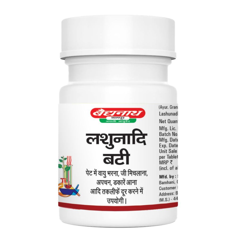 Baidyanath Asli Ayurved Lashunadi Bati | Supports Digestive Health | Relieves Indigestion & Gas | Ayurvedic Herbal Tablets - 80 Tablets (Pack of 2)