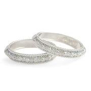 NMII Latest Alloy Metal with Zircon Stone & Pearls Bangles Set For Women & Girls | Premium Girl's Bangles Bracelet | Women's Kangan | Kada Bangles For Women Wedding, Party, Occasion- Set of 2
