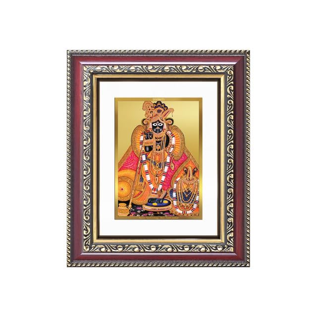 DIVINITI Banke Bihari 24K Gold Plated Foil Wall and Tabletop Photo Frame for Home Décor, Puja Room, Luxury Gifting | DG Frame 105 S1 (16x13.5 CM)