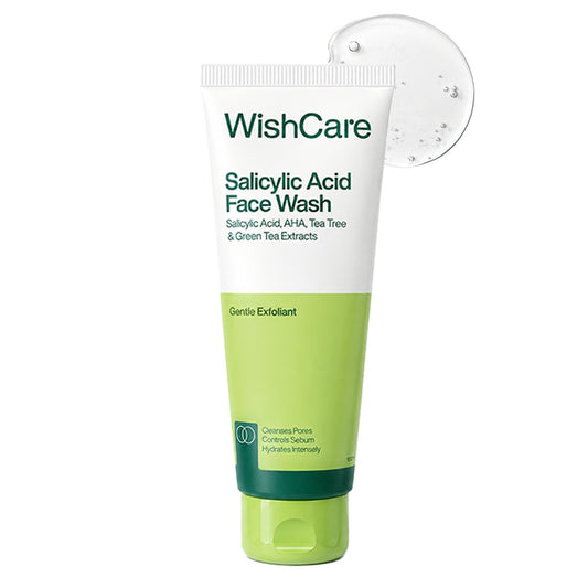 WishCare Salicylic Acid Face Wash For Women & Men | Reduces Acne & Controls Oil | With AHA, Green Tea, Chamomile & Tea Tree | Salicylic Acid Face Wash For Oily Skin & Acne Prone Skin | 100ml