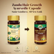 Zandu Hair Growth Ayurvedic Capsule- 60 Caps |Scientifically Proven for Hair Growth | Reduces Hair Fall | DHT Blocker | Strengthens Hair | Bhringraj, Amla & other Herbs |100% Ayurvedic |For Men & Women