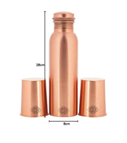 DSH Copper Water Bottle Set for 1 Litre with 2 Glasses (tumblers), Pure Copper Handcrafted, Joint Free, Leak Proof, Travel Purpose and for Ayurvedic Health Benefits (Gift Pack) Matt Finish