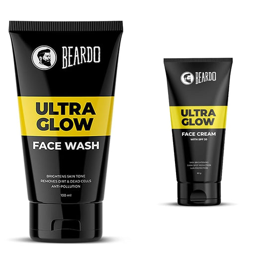 Beardo Facewash Combo | Ultraglow Face Wash 100ml & Ultraglow Face Cream 60g (Set of 2)