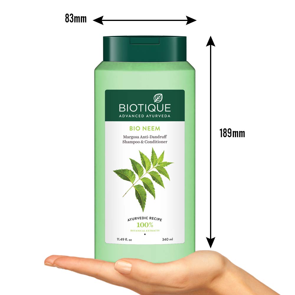 Biotique Fresh Neem Anti Dandruff Shampoo and Conditioner | Controls Dandruff | Eliminates Dryness, Flaking, and Itching | Hair Looks Fresh and Lustrous |Suitable for All Skin Types | 340ml