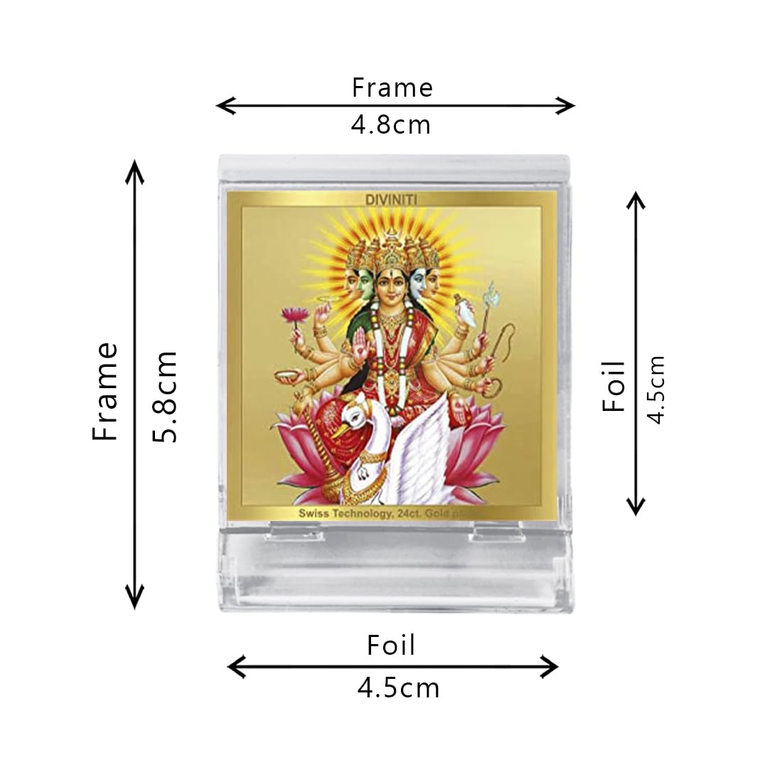 DIVINITI 24K Gold Plated Religious Car Dashboard Frame | Premium God Idol Frame for Car, Home Mandir & Office Table | Spiritual Gift, Decorative Showpiece | Gayatri - 2