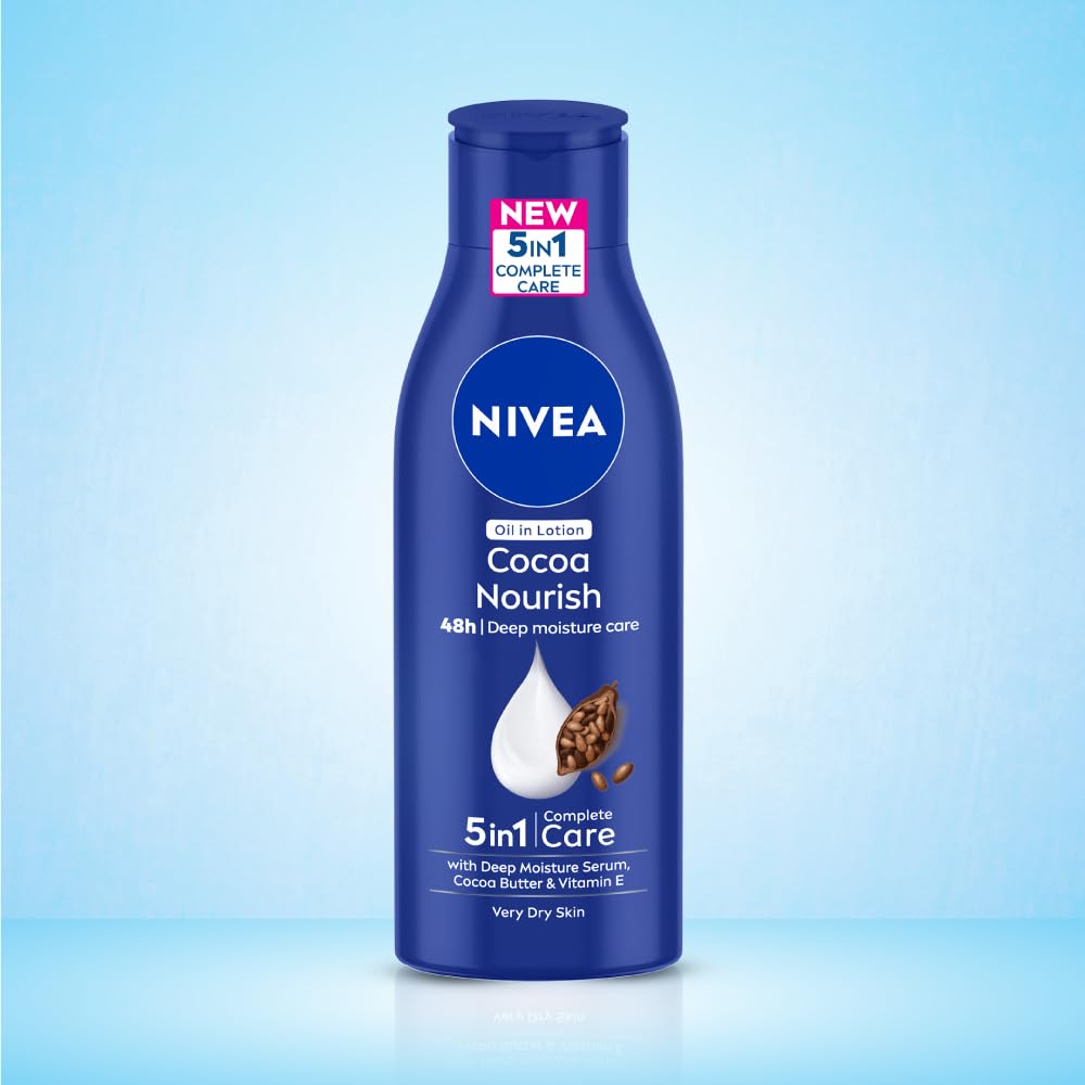 NIVEA Cocoa Nourish 200ml Body Lotion with Deep Moisture Serum| 48 H Moisturization | With Cocoa Butter & Coconut Oil | Non Greasy & Healthy Looking Skin |For Very Dry Skin (Pack of 2)