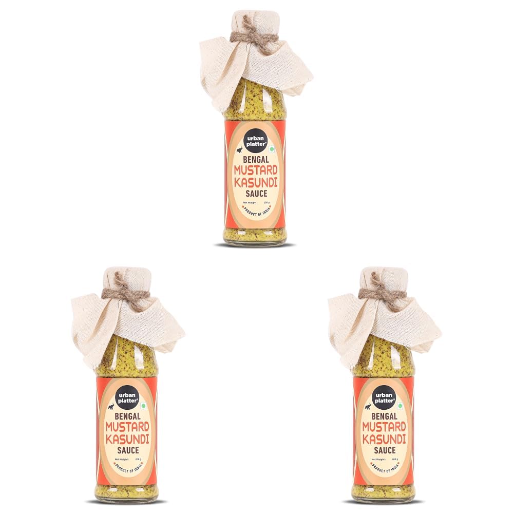 Urban Platter Vegan Bengal Mustard Kasundi Sauce, 200g (Pack of 3)