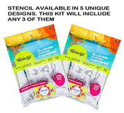 FEVICRYL Canvas KIT with Stencil, AXRYLIC Colours-(Crimson,ULTRAMARNINE Blue,SAP Green,Lemon Yellow,Black, White) Size 4 Round Brush, and Premium Quality Canvas Board 8" 10" INCH