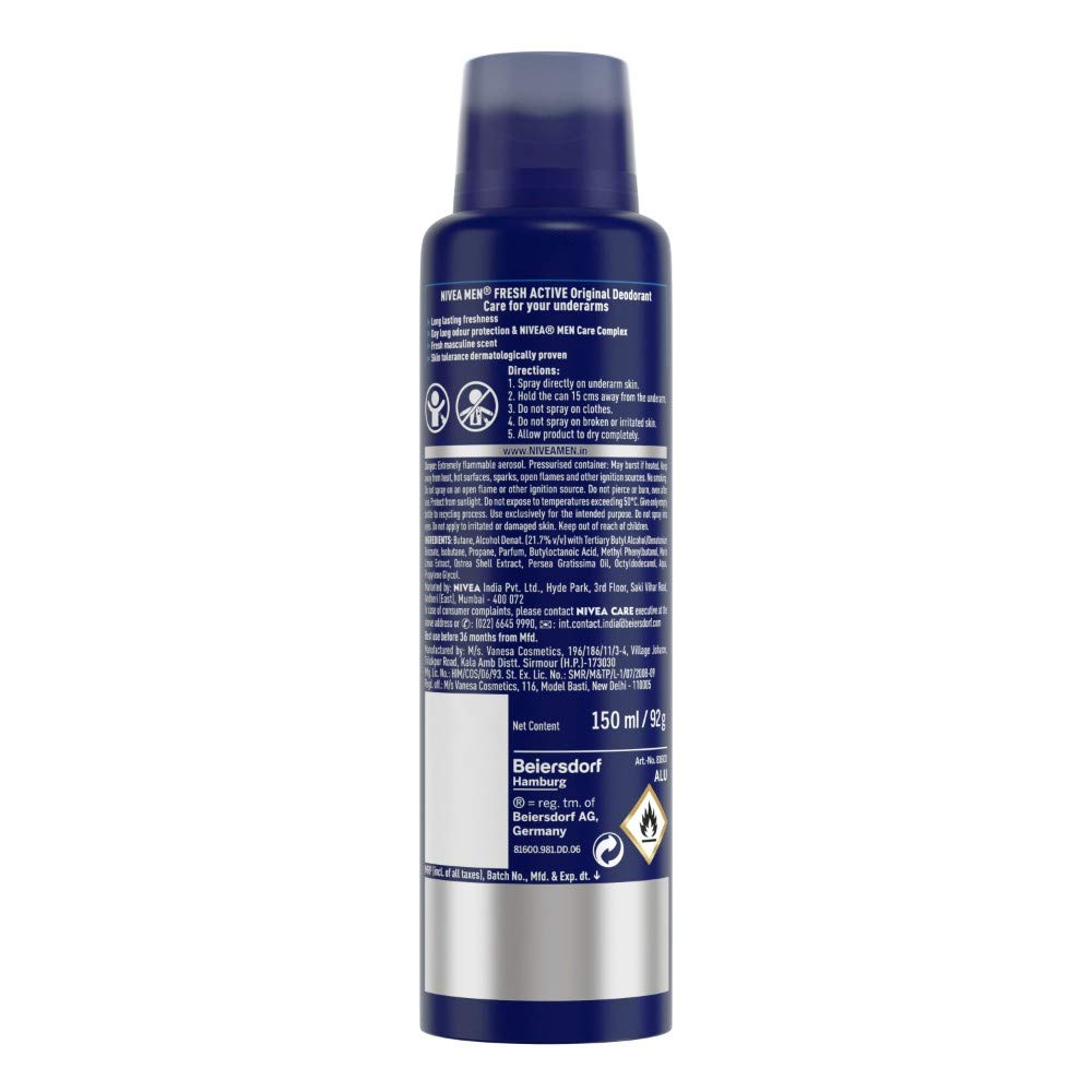 NIVEA Fresh Buy 2 Active Deodorant For Men, 150ml & Get 1 Free NIVEA Protect Care Deodorant For Men, 150ml