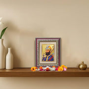 DIVINITI Guru Gobind Singh Ji 24K Gold Plated Foil Wall and Tabletop Photo Frame for Home Décor, Puja Room, Luxury Gifting | DG Frame 105 S1 (16x13.5 CM)