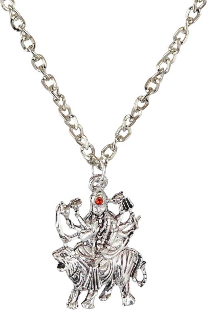 ASTRODIDI Maa Durga Sherawali Pendant with Chain Silver Color Mata Locket Goddess Powerful and Protective ppendant For Daily use for girls boy men women