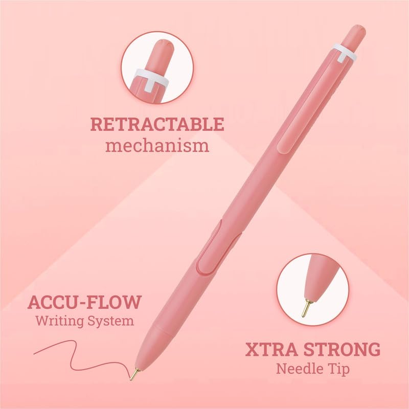 Hauser XO RT Retractable Ball Pen | Sleek Matt Finish Pastel Shade Body & Minimalistic Design | Low Viscosity Ink With Ultra Durable Tip | Red Ink, Pack Of 10