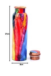 DSH Copper Bottles for 1 Litre Printed with Art Work, Travelling Purpose Bottles, Yoga Ayurveda Healing, 1000 ML (Design SM 12)
