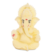 DIVINITI Resin Lord Ganesha Idol for Car Dashboard, Tabletop|Ganesh Statue for Good Luck and Success|Ganpati Murti for Home Decor Mandir, Office Desk Puja Gift Yellow (8.4x4.2cm), Religious