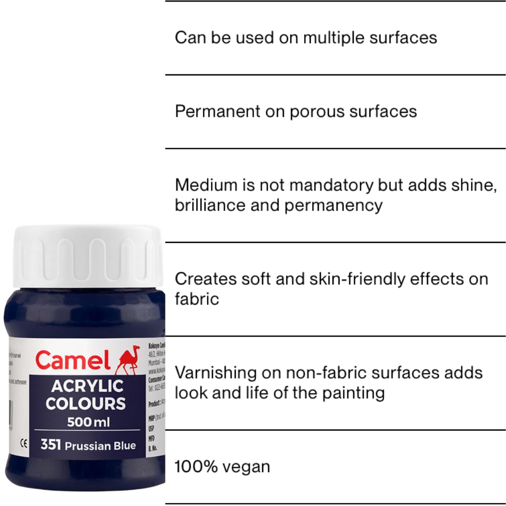 Camel Fabrica Acrylic Colours Prussian Blue 500ML