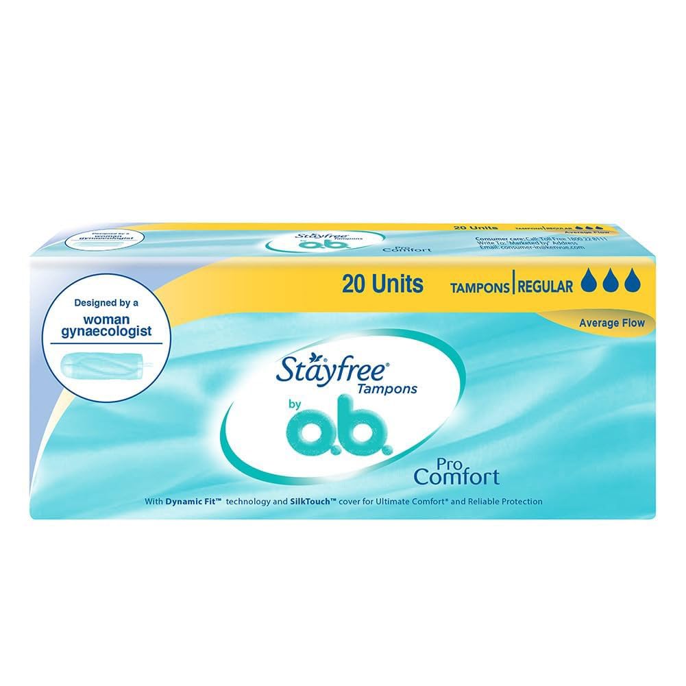 Stayfree Tampons by OB| Normal flow|20 piece| Dynamic Fit Technology| Rashfree| No skin irritation| Upto 100% leakage protection| Silk touch technology| Stain free