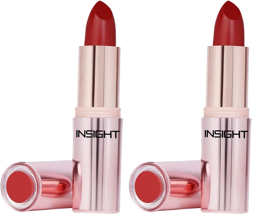 INSIGHT Hydra Fix Lipstick - Empress Red| Semi Matte Finish | One Swipe Intense Pigmentation | Long Lasting | Lightweight | Hydrating Non Drying Formula - 4.2g (Pack of 2)