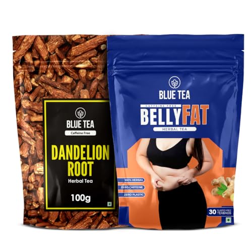 BLUE TEA - Combo of Dandelion Root Tea (100 grams) & Belly Tea (30 Teabags)