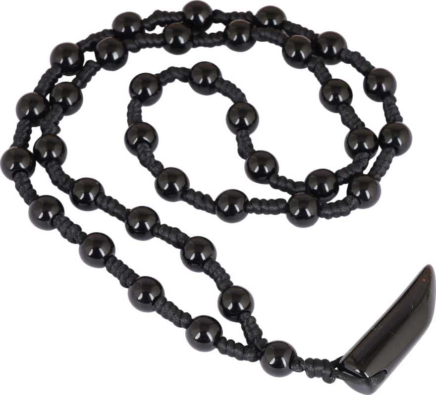 ASTRODIDI Black Beads Mirchi Shape Pendant and Black Beads Dhaga Mala Elephant Tusk Shape Black Cotton Dori With Pendant Black Beads Black Pendant for Unisex