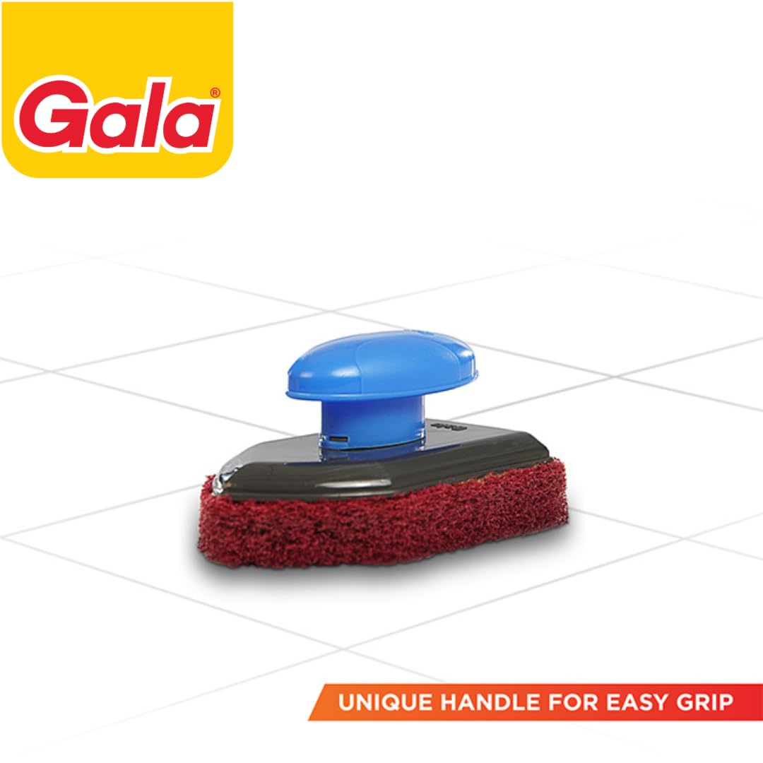 Gala Iron Bull Floor Scrub Pad, Bathroom Tile and Floor Cleaning Brush, 1 Piece with Plastic Handle