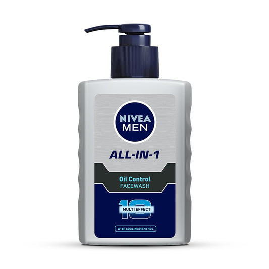 NIVEA MEN All in 1 Charcoal Face Wash | Natural Charcoal, Gluta, AHA & Vitamin C | Helps Reduce the Appearance of Tan | Removes Excess Oil and Minimizes Pores | For Bright Radiant Skin | 150g