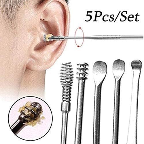 E-COSMOS® Ear Wax Cleaner - Resuable Ear Cleaner Tool Set with Storage Box - Ear Wax Remover Tool Kit with Ear Curette Cleaner and Spring Ear Buds Cleaner - 6 Pc, (EarCleaner6Pcs)
