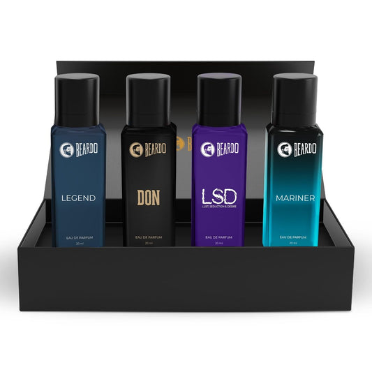 Beardo Day Perfumes For Men 4 x 20ml | Compliment worthy Unisex perfume combo | Long Lasting Perfumes - Fresh & Aquatic Fragrances | Rakhi gift for brother | Gift for brother | Gift for husband