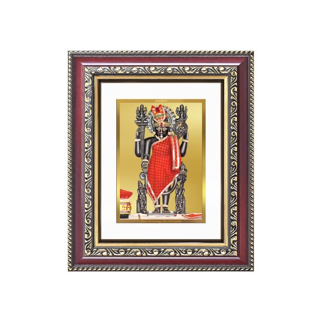 DIVINITI Dwarkadhish 24K Gold Plated Foil Wall and Tabletop Photo Frame for Home Décor, Puja Room, Luxury Gifting | DG Frame 105 S1 (16x13.5 CM)