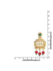 Priyaasi Gold-Plated Leaf Pattern Maroon Beaded Drop Earrings