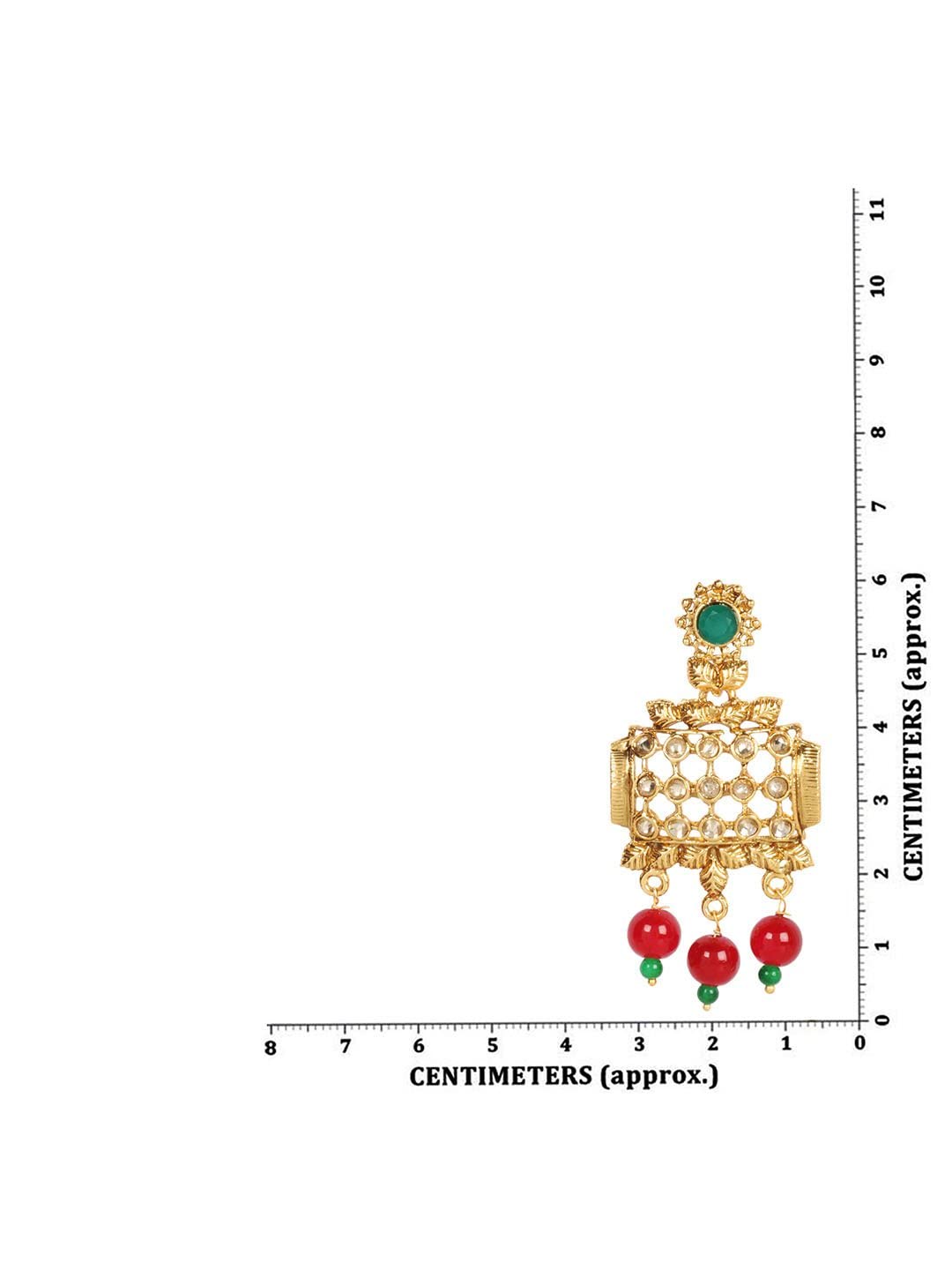 Priyaasi Gold-Plated Leaf Pattern Maroon Beaded Drop Earrings
