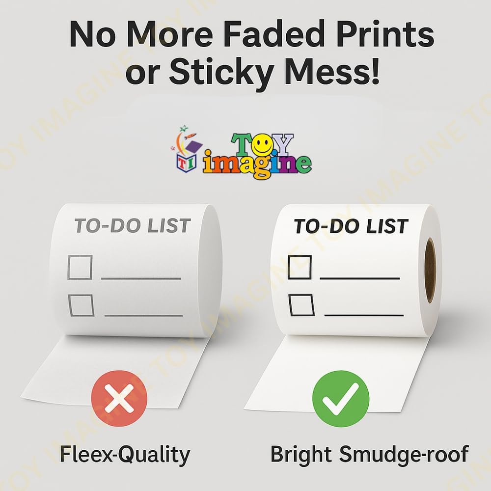 Toy Imagine Non-Sticky Thermal Printer Paper Roll, White, 2.5 Inch