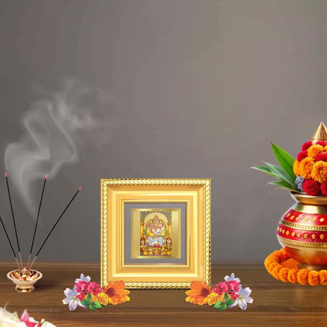 DIVINITI Lord Kuber 24K Gold Plated Foil Tabletop Photo Frame for Home Décor, Puja Room, Luxury Gifting | DG Frame 015 S1A (10x10 CM)