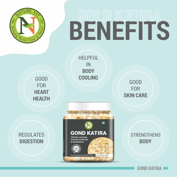 NatureVit Pure Gond Katira 250g (Edible Almond Gum) | High Cooling Properties | Natural Tragacanth Gum Superfood | Calcium · Magnesium · Protein
