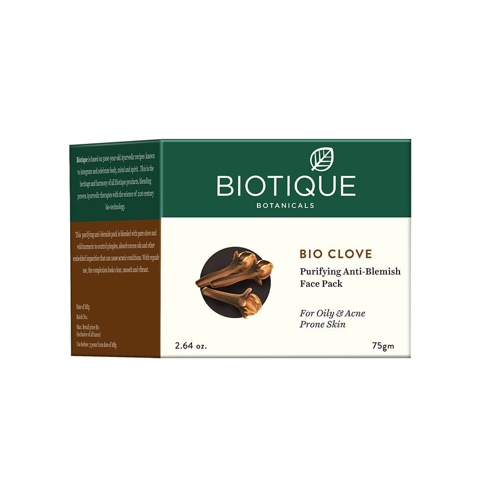 Biotique Bio Clove Purifying Anti-Blemish Face Pack for Oily and Acne Prone Skin, 75g