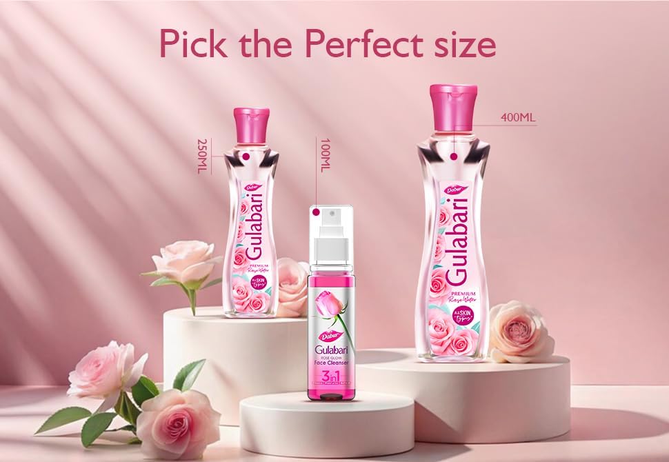 Dabur Gulabari Premium Rose Water with No Paraben for Cleansing and Toning - 250ml